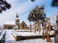 Peaceful Cemetery in Winter Snow Royalty Free Stock Photo