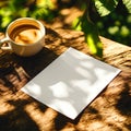 Peaceful Coffee Break Blank Note SunDappled Scene Royalty Free Stock Photo
