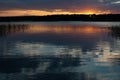 Peaceful colorful sunset by a lake with sky reflections Royalty Free Stock Photo