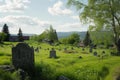 Peaceful country cemetery in springtime Royalty Free Stock Photo