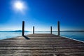 Peaceful day on the pier on lake zug, switzerland Royalty Free Stock Photo