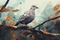 A peaceful dove perched on a branch. Generative AI