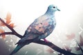 A peaceful dove perched on a branch. Generative AI
