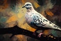 A peaceful dove perched on a branch. Generative AI