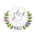 Peaceful dove to worldwide harmony element