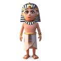 Peaceful Egyptian pharaoh Tutankhamen stands erect, 3d illustration