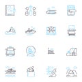 Peaceful escape linear icons set. Serenity, Tranquility, Calmness, Relaxation, Solitude, Sanctuary, Retreat line vector