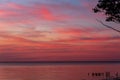 Peaceful evening at the expanses of water after sunset