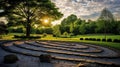 Peaceful farm zen garden for quiet reflection Royalty Free Stock Photo