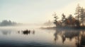 peaceful foggy lake