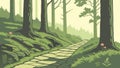 Peaceful Forest Path Leading into the Woods, vector design Generative AI Royalty Free Stock Photo