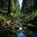 Peaceful forest scene with polarizing filter