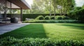 Peaceful Garden with a Freshly Mown Lawn