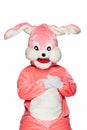 Pink rabbit suit isolated on white background