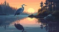 Peaceful Heron Illustration