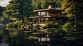 peaceful house on the lake Royalty Free Stock Photo