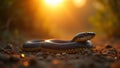 A peaceful image of a snake basking in the sun Royalty Free Stock Photo