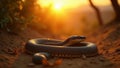 A peaceful image of a snake basking in the sun Royalty Free Stock Photo