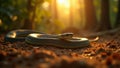 A peaceful image of a snake basking in the sun Royalty Free Stock Photo