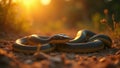 A peaceful image of a snake basking in the sun Royalty Free Stock Photo