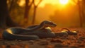 A peaceful image of a snake basking in the sun Royalty Free Stock Photo