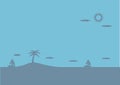 Peaceful Island in Ocean Blue Vector Background Illustration