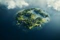 Peaceful Island in Pristine Lake