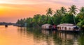 AI-generated Peaceful Kerala Backwaters at Sunset Royalty Free Stock Photo