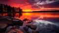 Serene lake nestled in a canyon with sky