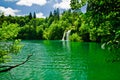 A peaceful lake and waterfal