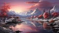 peaceful landscape, beautiful landscape, background, wallpaper, nature, relaxation, AI generation