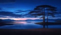 Peaceful landscape pictures in blue hours. Ai Generated