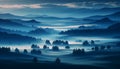 Peaceful landscape pictures in blue hours.