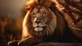 Peaceful Lion Basking In Sunlight - Captivating Wildlife Photography