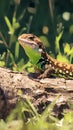 Peaceful lizard soaking in the suns rays, basking serenely