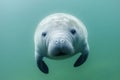 Tranquil manatee floating against plain background Royalty Free Stock Photo