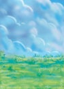 A drawing of a peaceful scenery Royalty Free Stock Photo