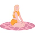 Peaceful meditation, yoga practice icon calm woman