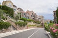 Peaceful modern neighborhood with cute houses in european city Royalty Free Stock Photo