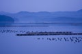 Peaceful morning blue sea mountain gulf Royalty Free Stock Photo