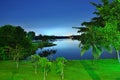 Peaceful night at Lower Seletar Reservoir Royalty Free Stock Photo