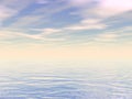 Peaceful ocean or sea water by sunset - 3D render Royalty Free Stock Photo