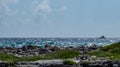 Peaceful ocean view with a distant boat Royalty Free Stock Photo