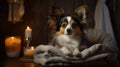 Peaceful Pampering Smiling Papillon Dog in a Spa Studio. Generative AI Royalty Free Stock Photo