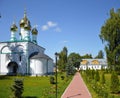 A peaceful Picture of Solotcha Convent near Ryazan in Russia, gold Onion Heads