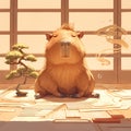 Peaceful Piglet: A Unique, Zen-Inspired Stock Image Royalty Free Stock Photo