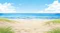 a peaceful place on a beach, anime artwork, ai generated image