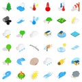 Peaceful place icons set, isometric style