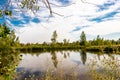 Peaceful pond in centre of town. Coledale, Alberta, Canada Royalty Free Stock Photo