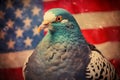Peaceful Portrait Pigeon Dove with American Flag Background. Generative AI Royalty Free Stock Photo